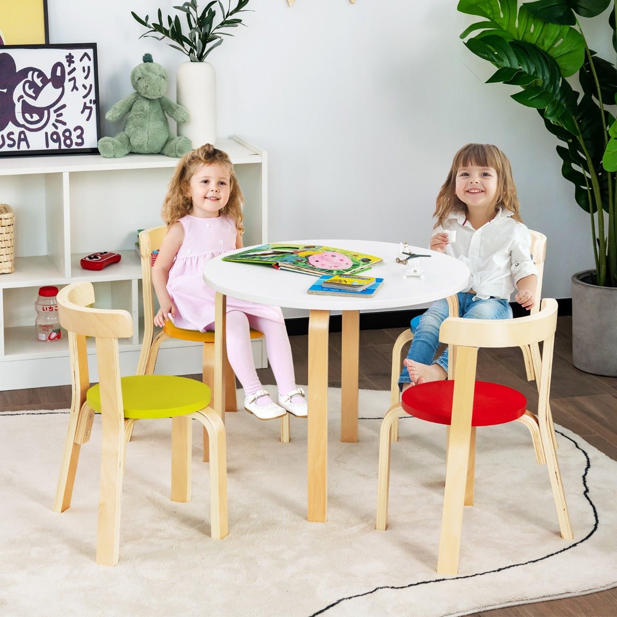 Multi-Color Wooden Kids Table and Chairs Set - The Ultimate Playtime Ensemble