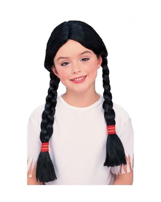 Childs Native American style wig with braids for costumes, achieving fun, cultural dress-up looks.