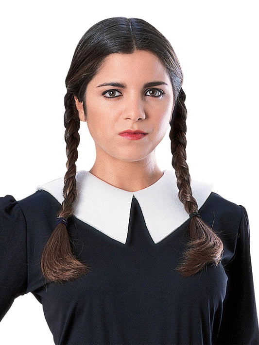 Wednesday Addams wig, long braided hair for girls costume, perfect for dress-up play.