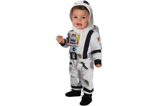 Childs space costume with helmet for imaginative play at home. Ideal for aspiring tiny astronauts.