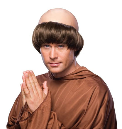 Adult Bald Monk Friar Costume Wig | Iconic bald cap for realistic monk dress-up.