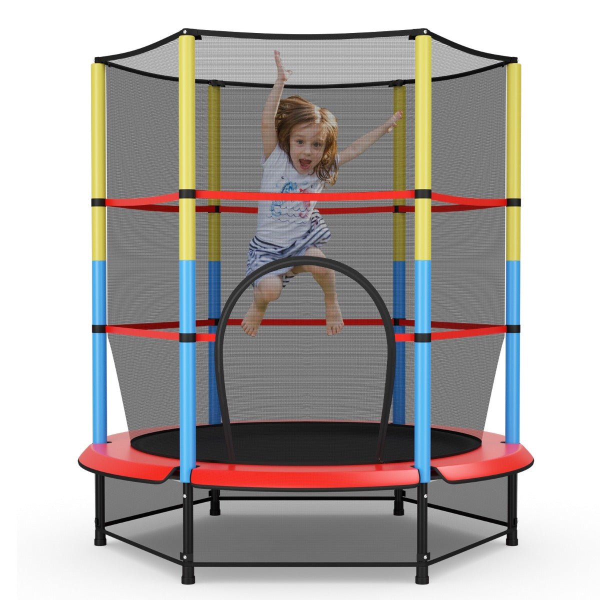 Healthy Playtime: 55 Inches Kids Trampoline with Safety Enclosure