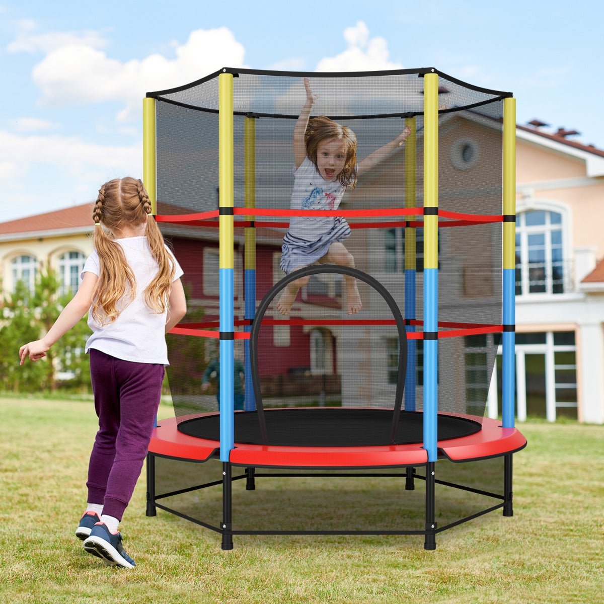 Jump for Joy: 55 Inches Kids Trampoline with Safety Enclosure Net