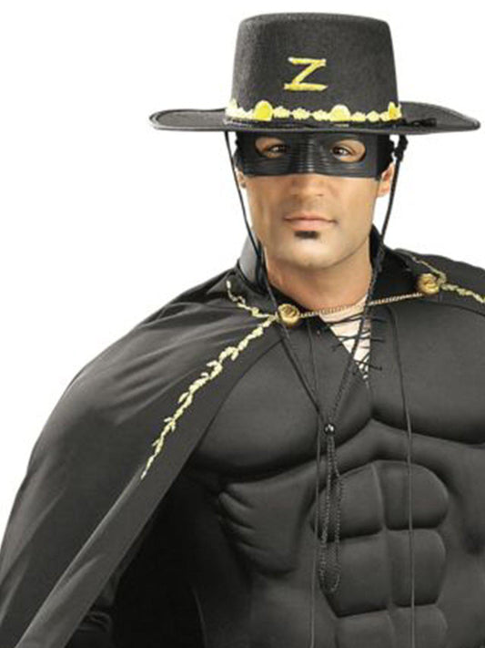 Zorro Deluxe Costume Set with Muscle Chest for kids dress-up play at home.