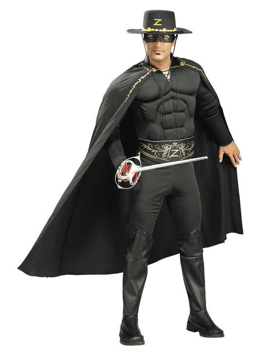 Zorro Deluxe Muscle Chest Costume Set offers authentic kids play experience at home.