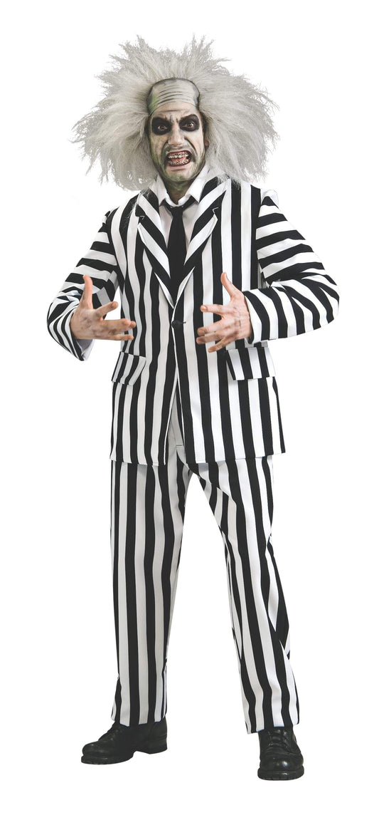 Beetlejuice adult costume set with wig and makeup kit for kids Halloween dress-up fun