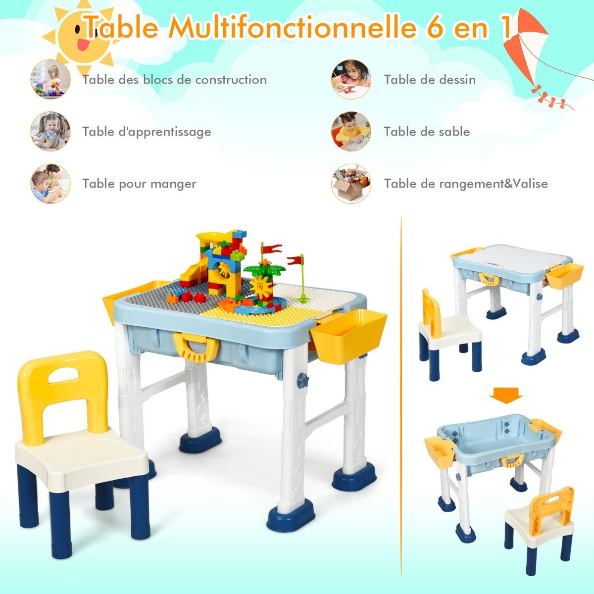 Educational Adventures Await with 6 in 1 Building Block Table