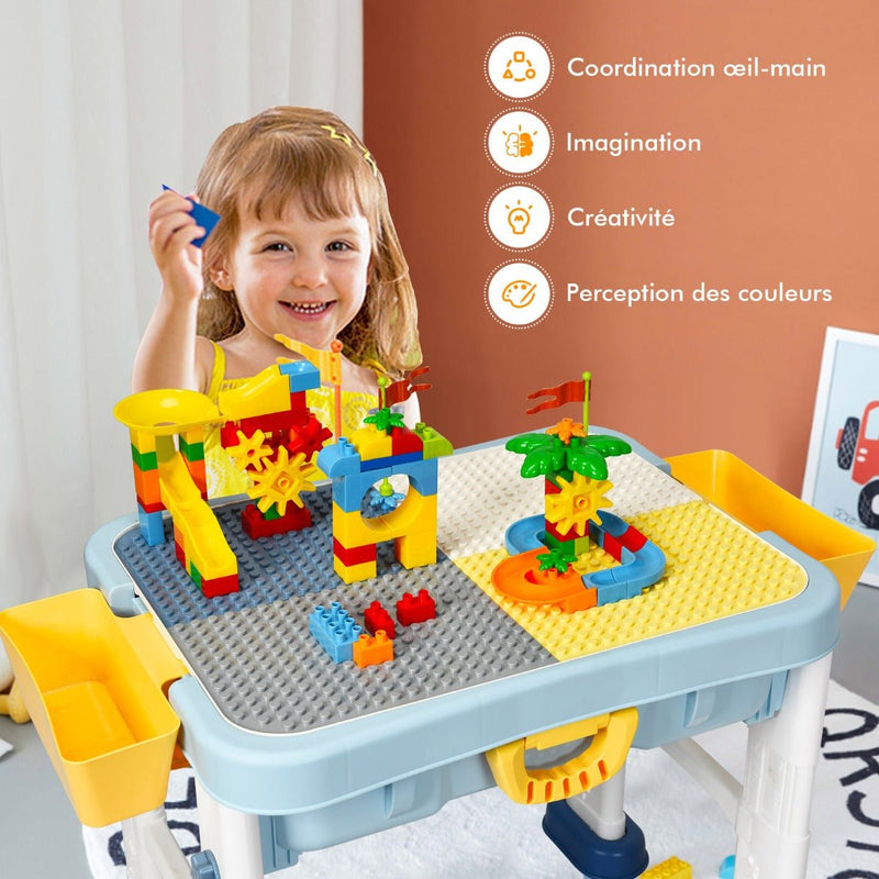 6 in 1 Building Block Table with Storage for Kids