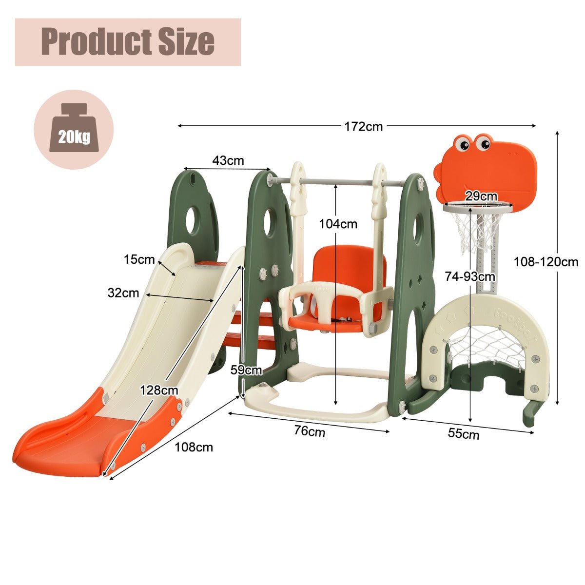6-in-1 Kids Playset: Climber, Slide, and Basketball Hoop Excitement