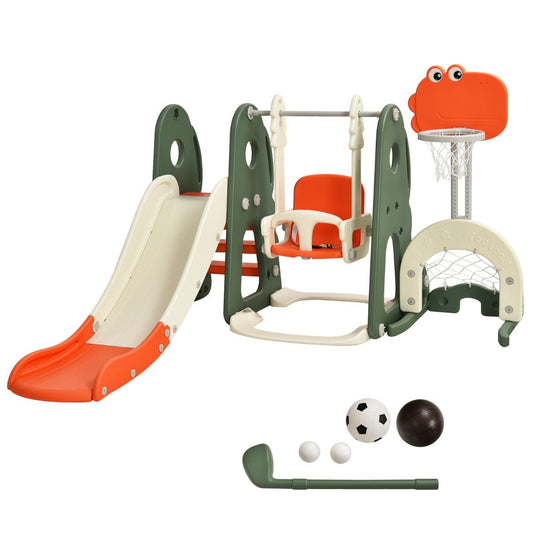 Kids 6-in-1 Playset with Climber, Slide, and Basketball Hoop: Active Fun