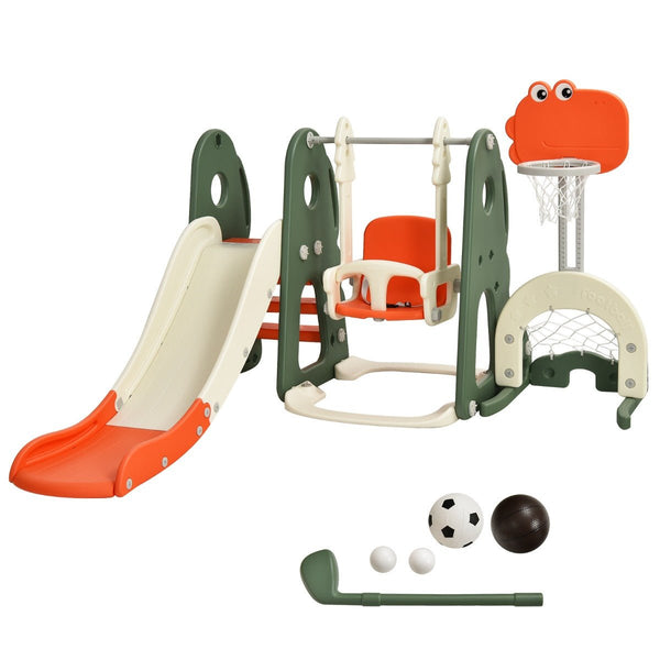 Kids 6-in-1 Playset with Climber, Slide, and Basketball Hoop: Active Fun