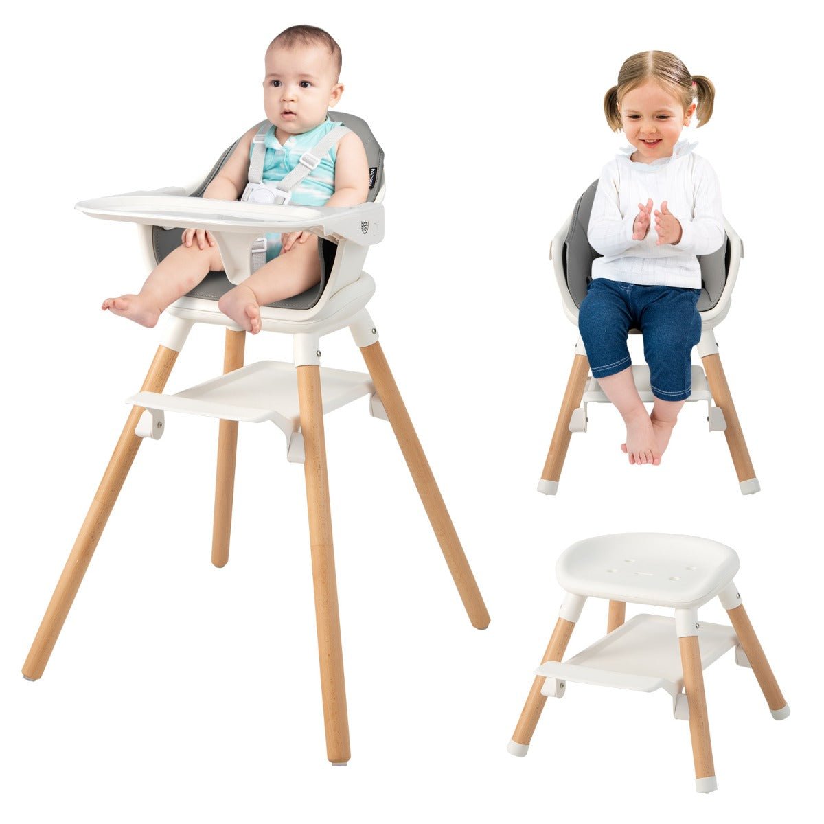 Convertible Baby Highchair - 6-in-1 Design with Easy-Clean Dishwasher Safe Tray