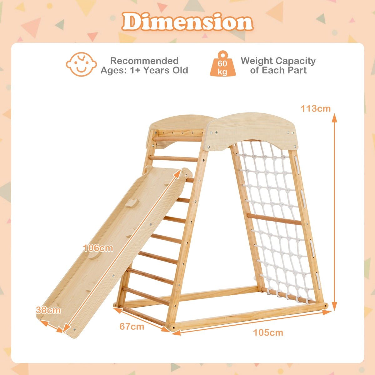 Measurements Multi-Activity Jungle Gym for Kids