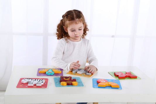 Colorful 6-in-1 mini animal puzzle set for interactive, educational play at home.