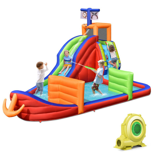 Imaginative Playtime: Versatile 6-in-1 Inflatable Pirate Ship (Long Slide)