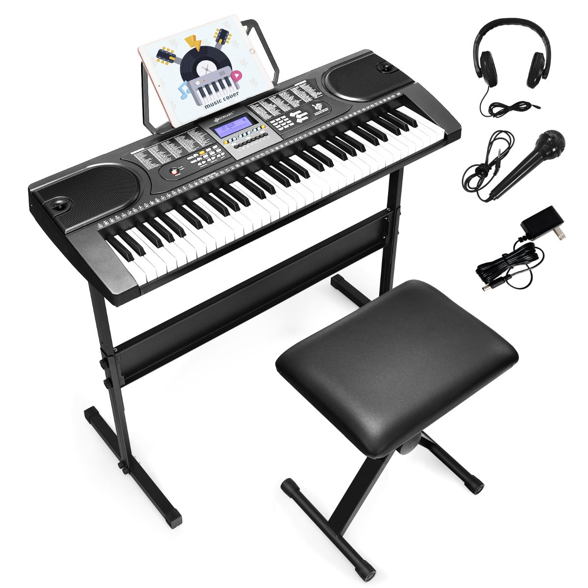 61-Key Electric Piano Keyboard with Microphone Headphone - Unleash Your Musical Passion