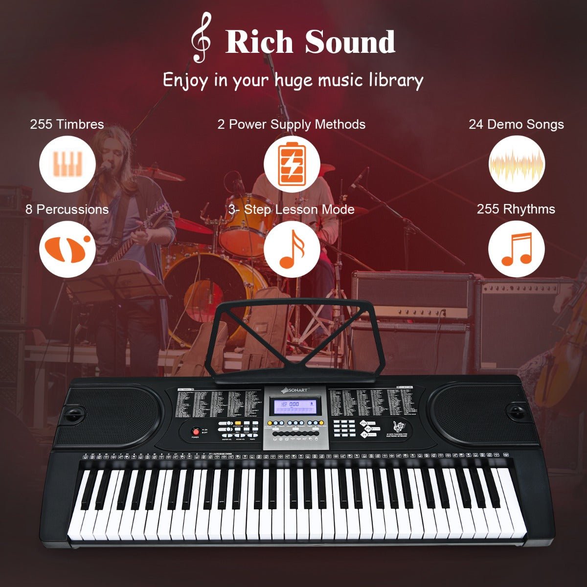 Create, Sing, Play - 61-Key Electric Piano Keyboard with Microphone & Headphone