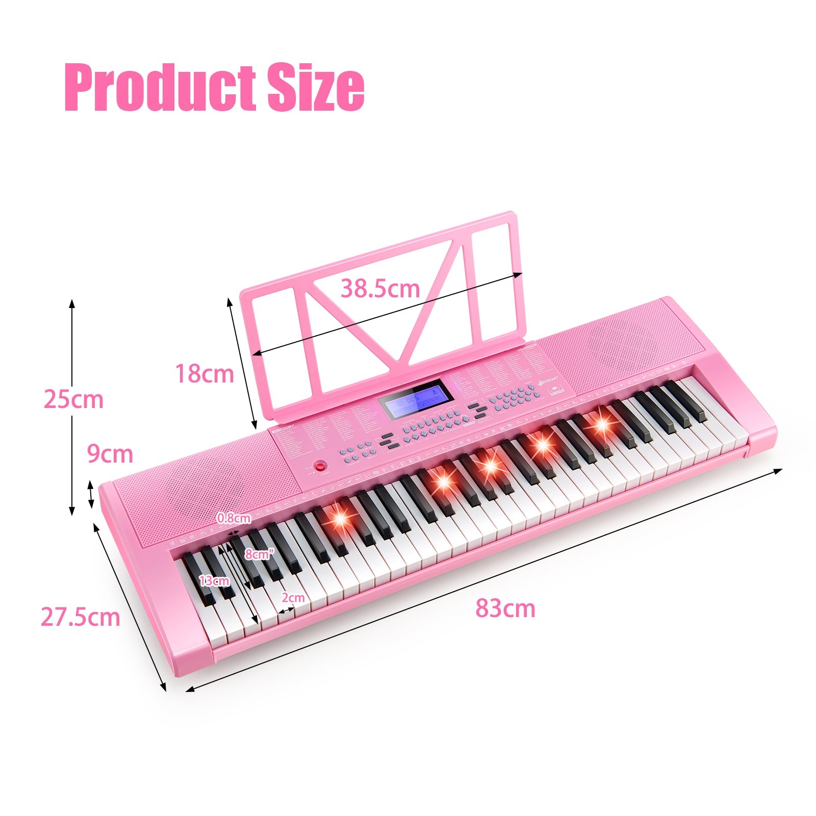 Melodies on the Go: 61-Key Pink Digital Piano, Portable with Key Music Stand