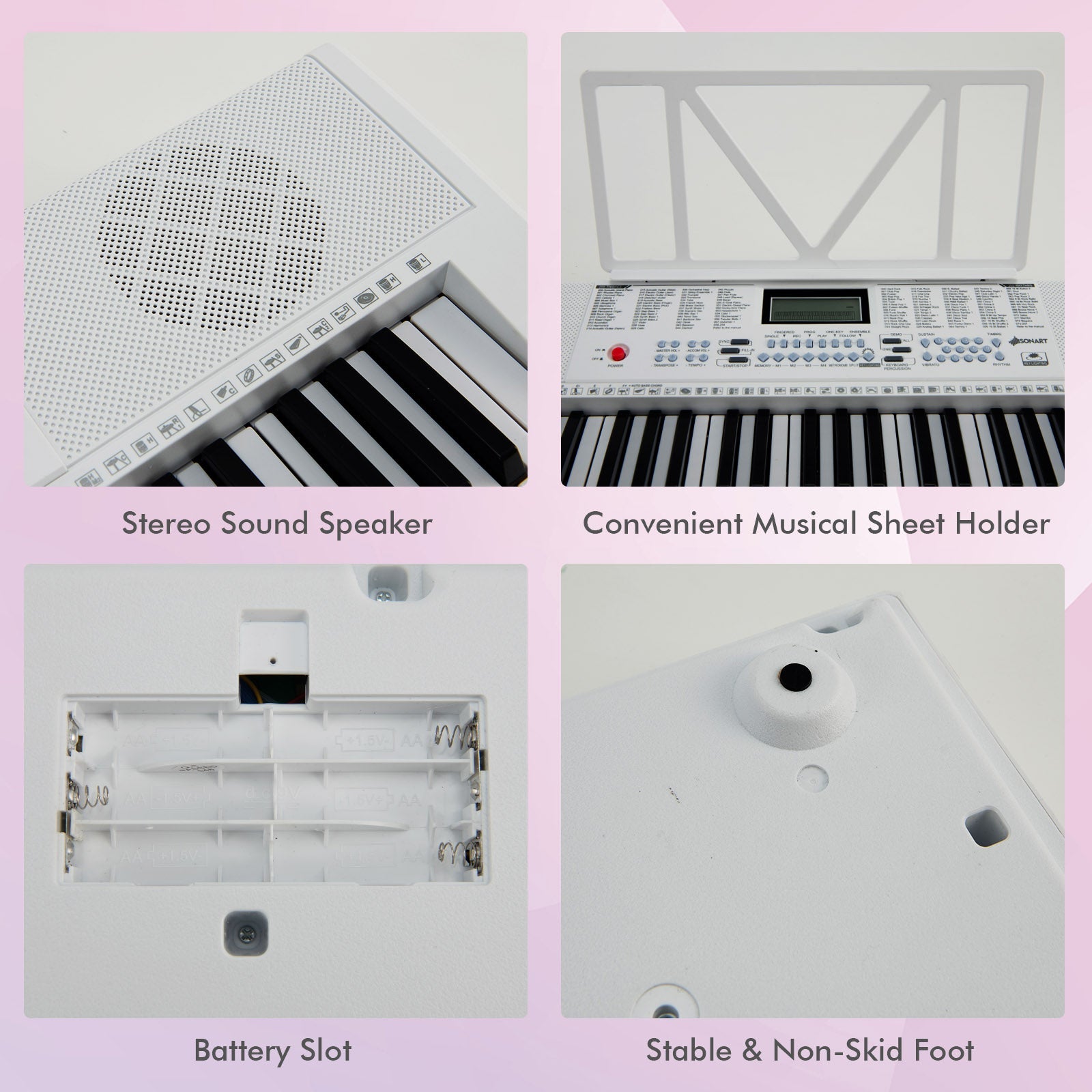 Pure Melodic Bliss: 61-Key White Digital Piano, Portable with Key Music Stand