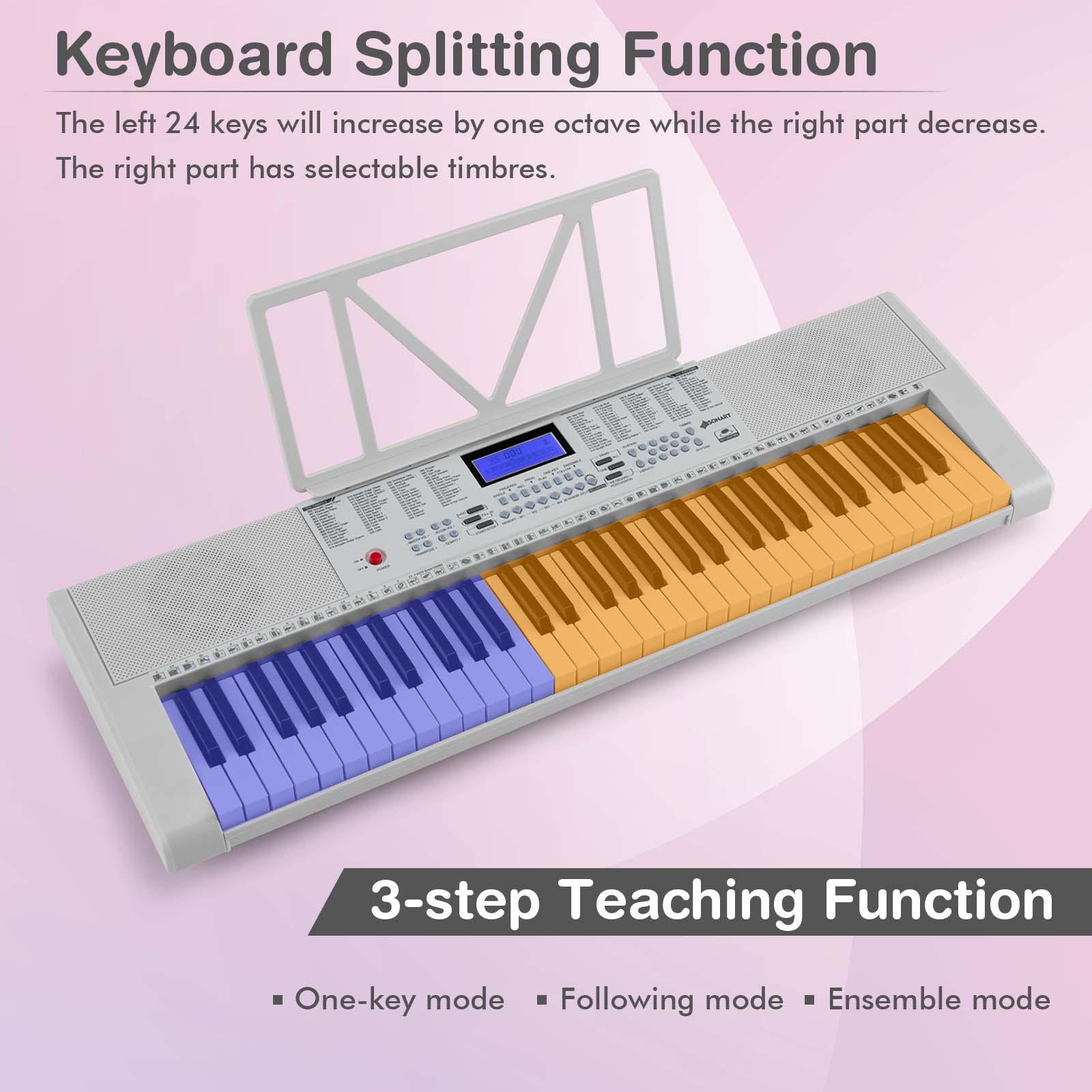 Radiant Sounds: 61-Key White Digital Keyboard with Key Music Stand