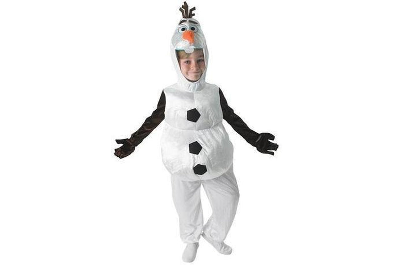 Kids padded snowman jumpsuit costume for home play inspired by Olaf from Disneys Frozen.