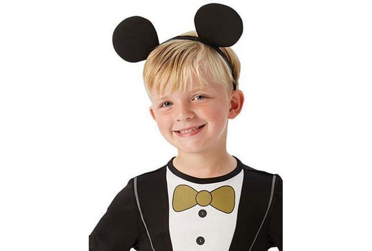 Disney Mickey Mouse toddler tuxedo costume with ears for imaginative play at home.