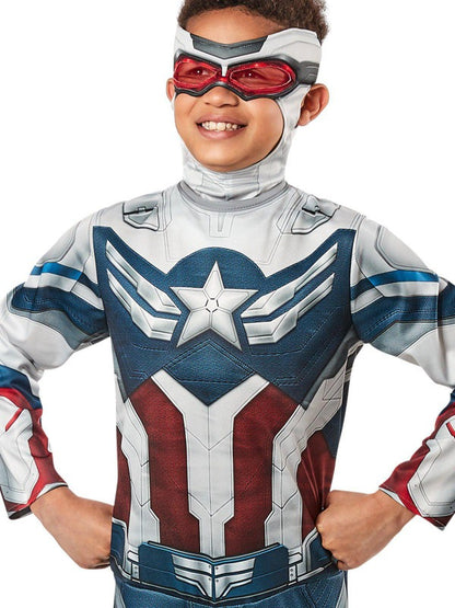 Kids licensed Marvel Captain America Falcon Costume for pretend play at home.