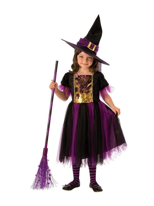 Kids color-changing witch costume for magical Halloween playtime. Enchantingly vibrant and interactive.