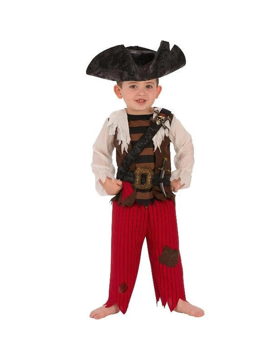 Pirate matey costume set for kids with fun accessories, perfect for imaginative play at home.