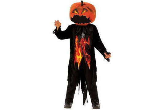 Kids large Mr Pumpkin Halloween costume, perfect for ages 8-10, fun and spooky attire.