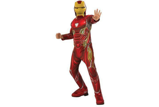 Iron Man Infinity War child costume with mask, perfect for superhero play at home.