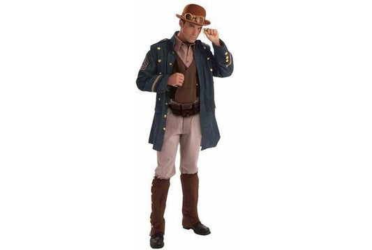 Steampunk General costume set with jacket and ascot shirt for kids cosplay at home.