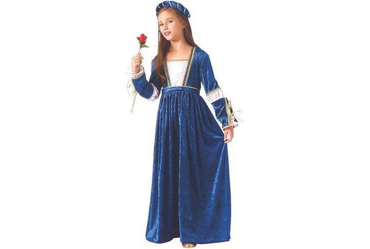 Juliet Royal Blue Velour Dress Costume for Kids | Official, ideal for imaginative play at home.