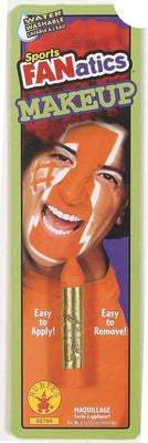 Orange face paint stick for kids sports and Halloween costumes, easy and mess-free application.