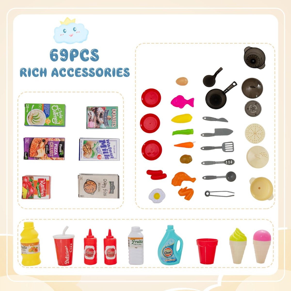 Blue kids kitchen playset with lights and sounds for imaginative home cooking fun.