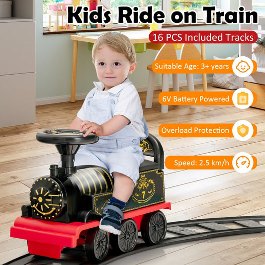 Playful Exploration: 6V Electric Ride On Train Toy for Kids with Black Track