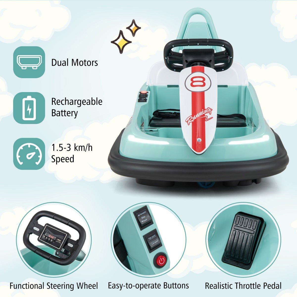 Green Bumper Car Bliss: Electric Spins for Little Ones