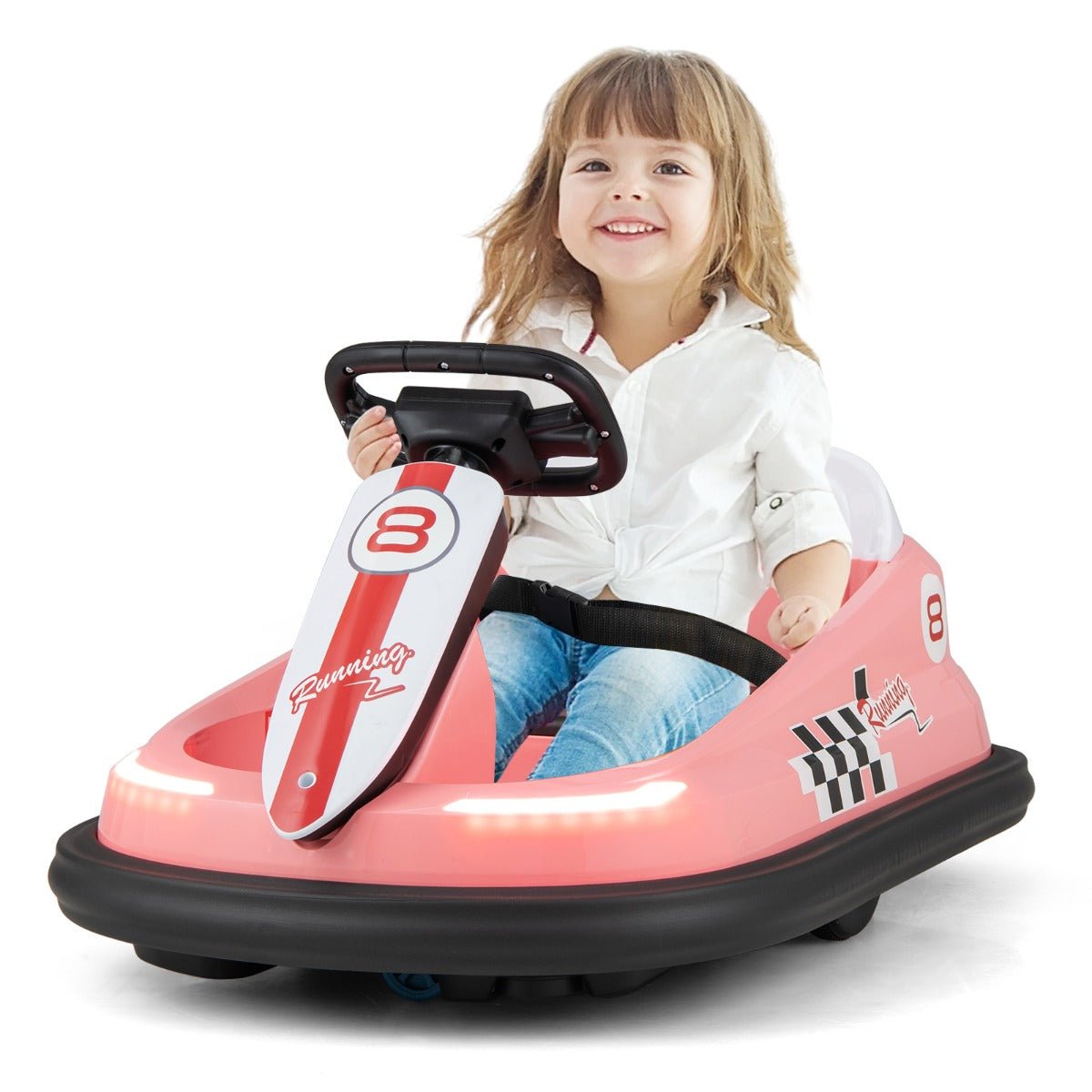 Pink Electric Bumper Car: Endless Fun with 360° Turns