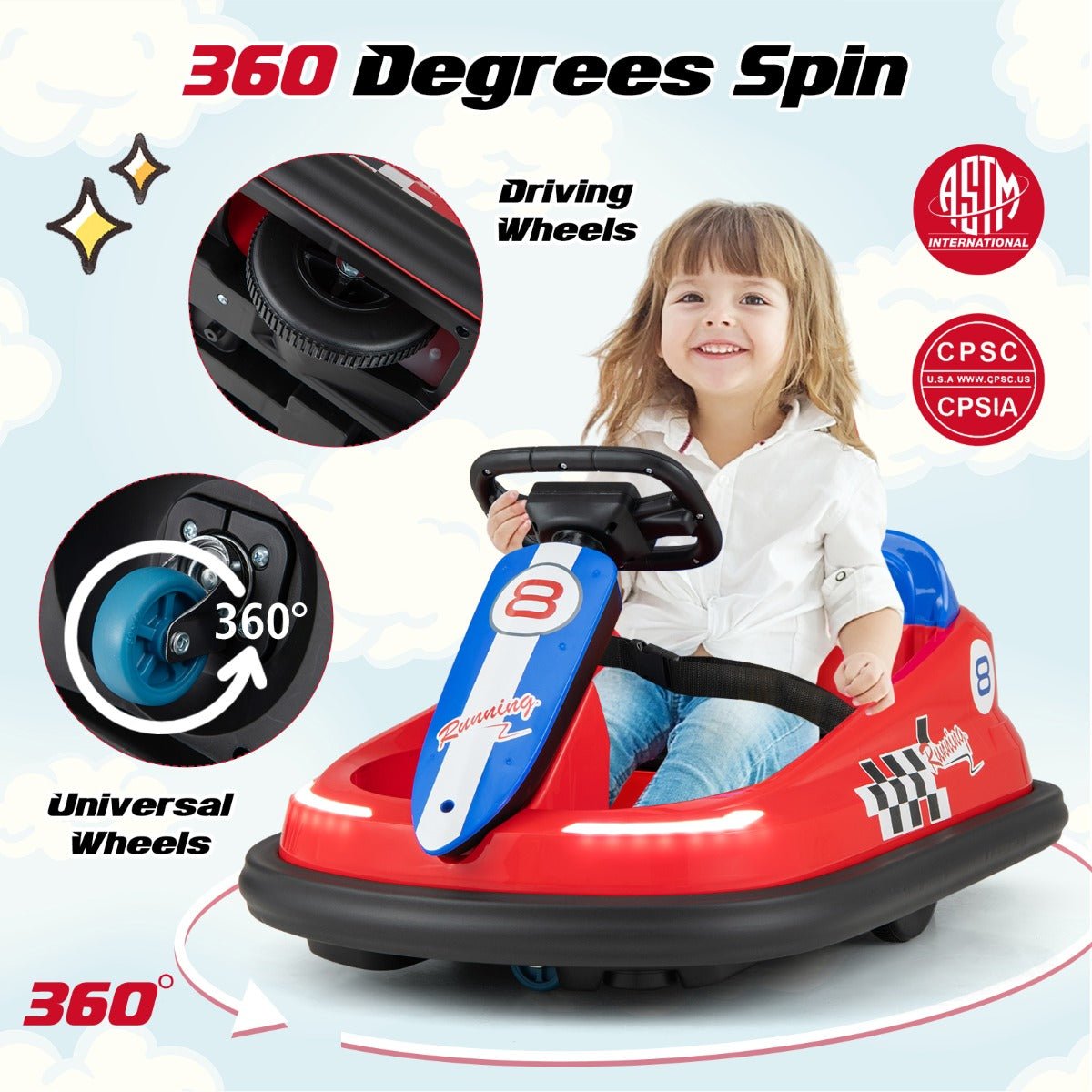 Electric Ride-On Fun with Red Bumper Car