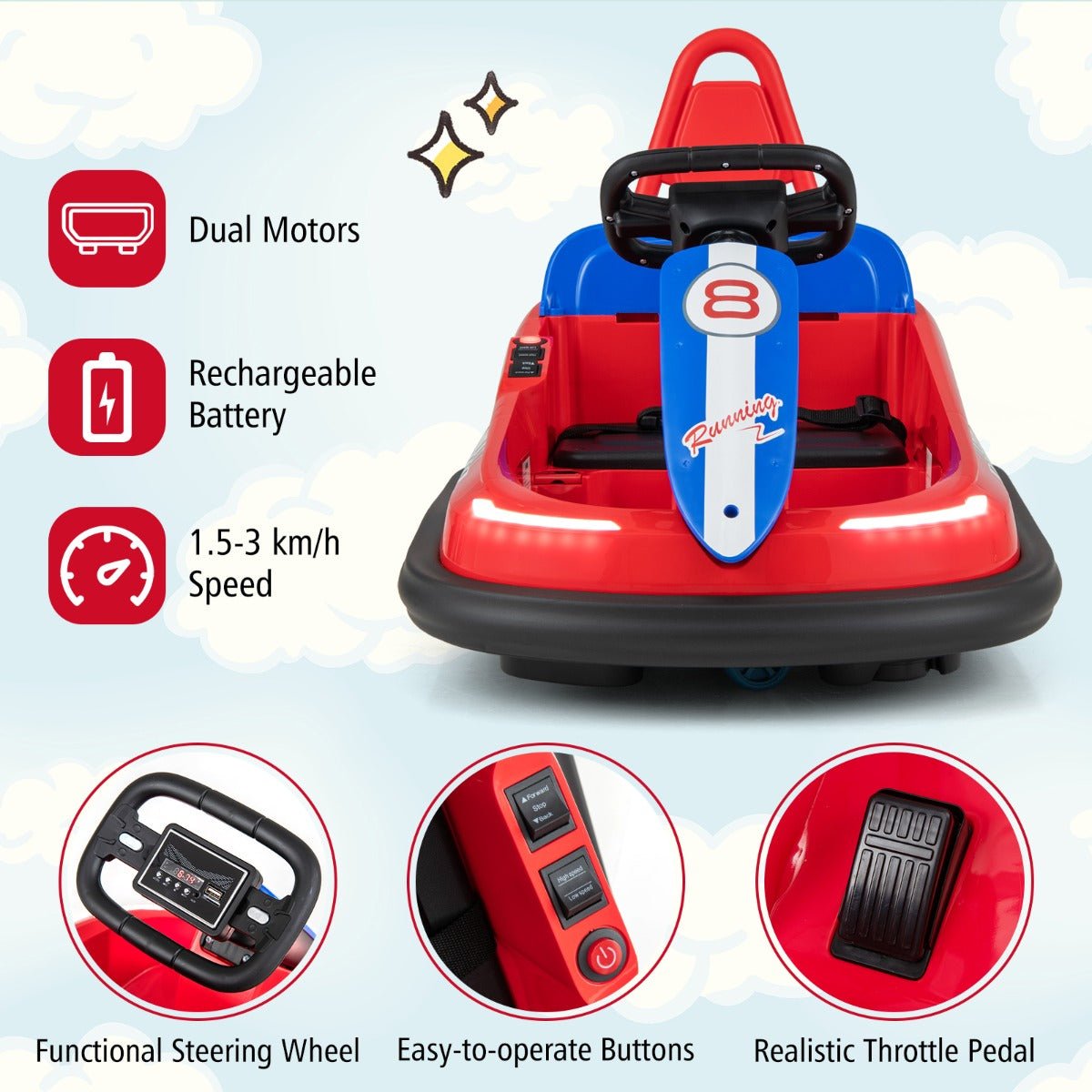 Durable and Safe Red Electric Bumper Car