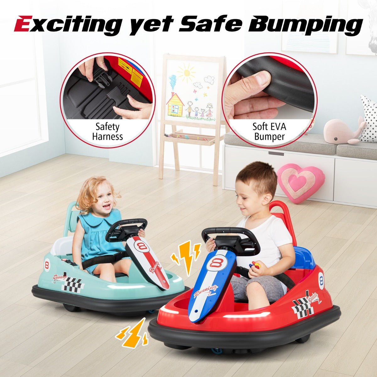 Kids' Favourite Red Electric Bumper Car with Easy Controls