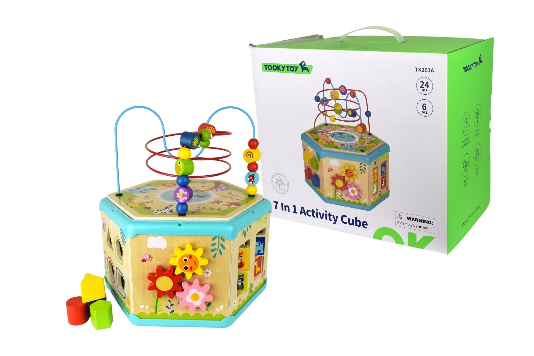 Multifunctional Wooden Activity Cube