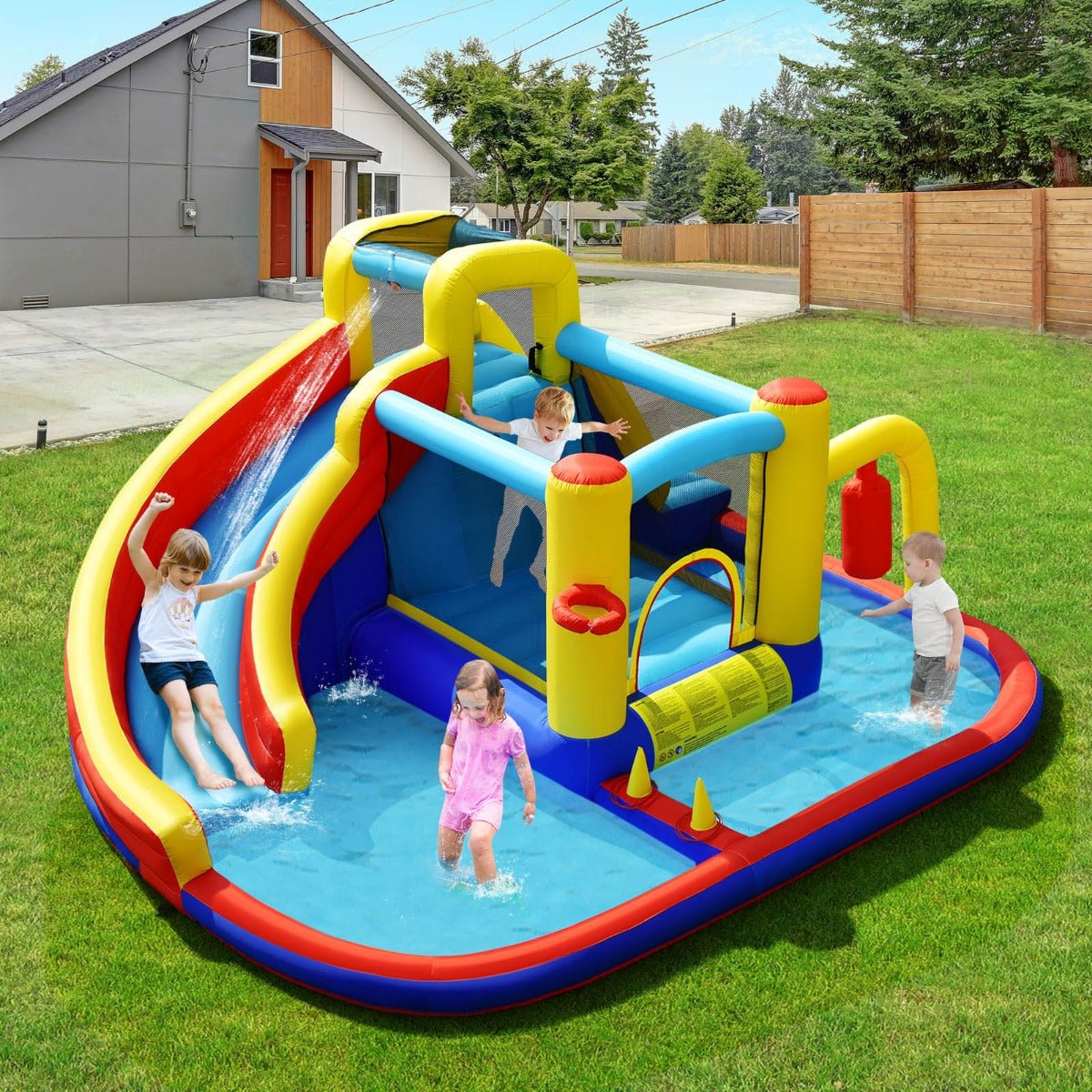 Curved Water Slide and Bounce Castle: Endless Fun Awaits