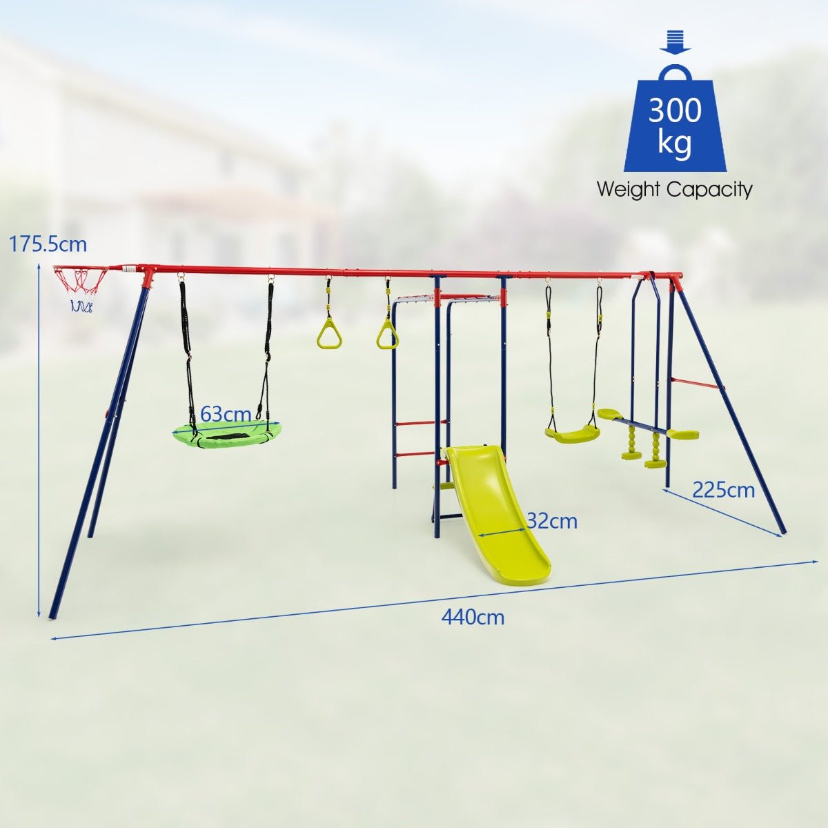 All-in-One 7-in-1 Swing Set with Ground Stakes: Adventure Awaits