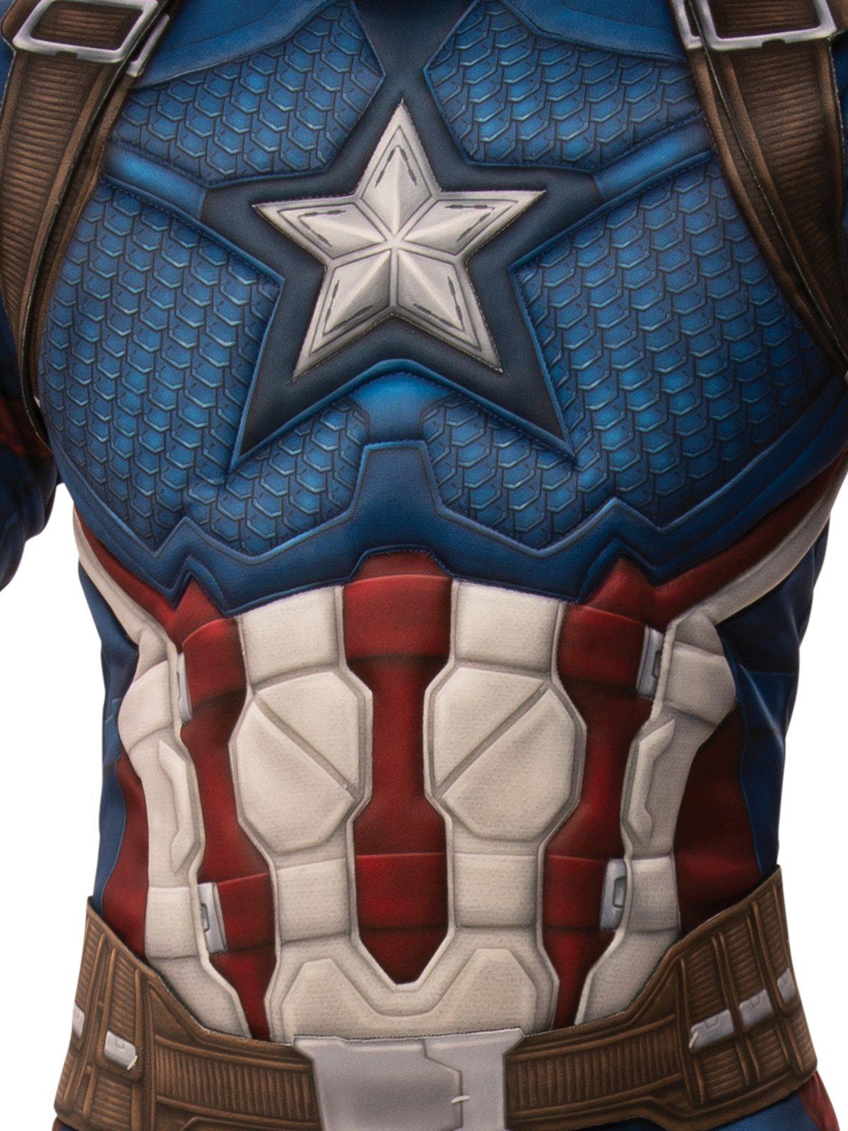 Kids Marvel Captain America costume with mask, ideal for playtime and dress-up fun.