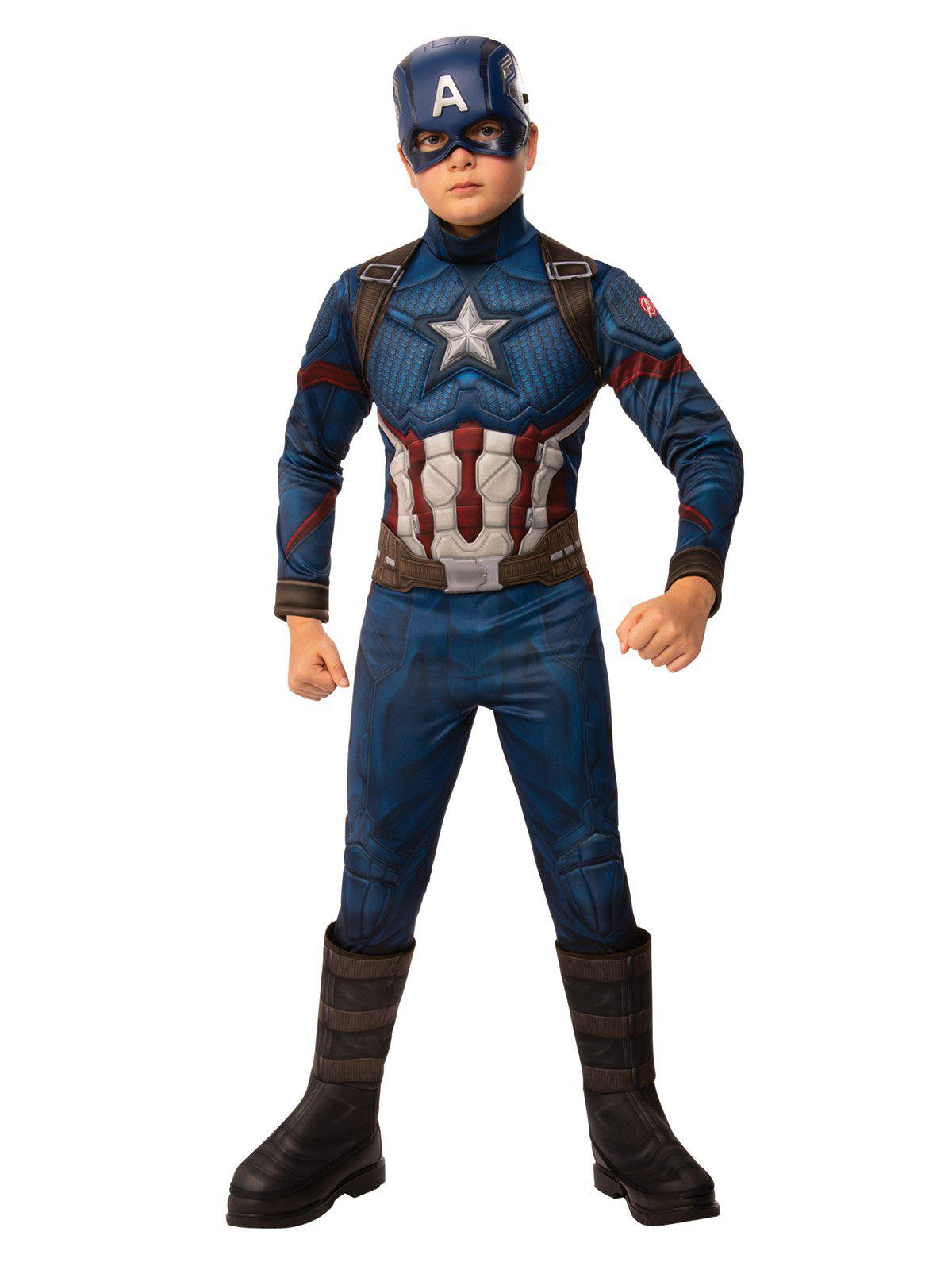 Kids Marvel Captain America costume with mask for imaginative play at home.