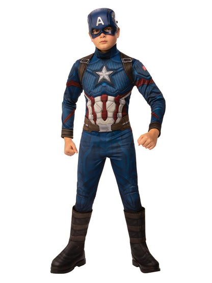 Kids Marvel Captain America costume with mask for imaginative play at home.