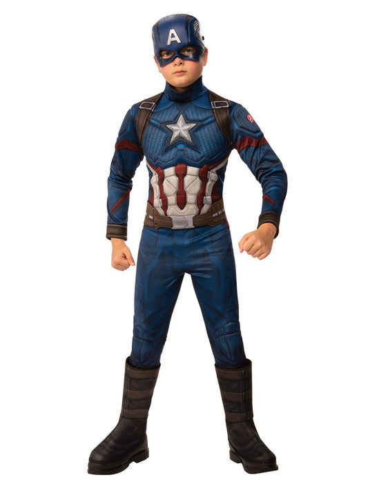 Kids Marvel Captain America costume with mask for imaginative play at home.