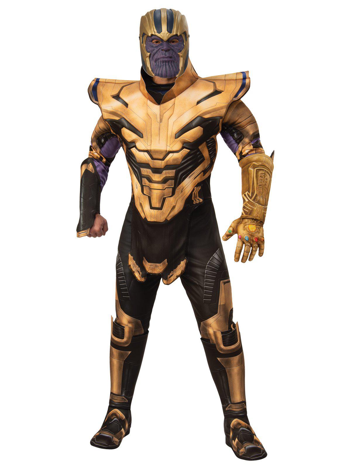Marvel Thanos costume with light-up gauntlet for kids dress-up play at home.