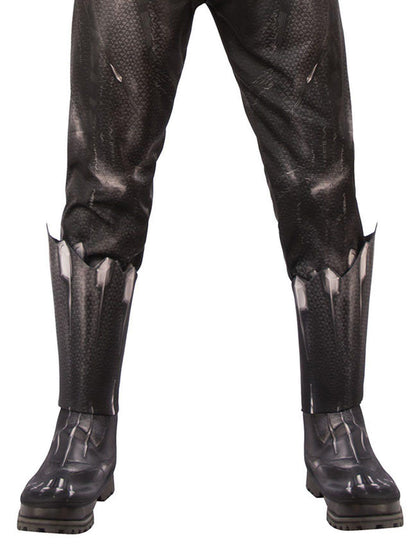 Black Panther costume for kids with muscle padding and mask, perfect for imaginative play.